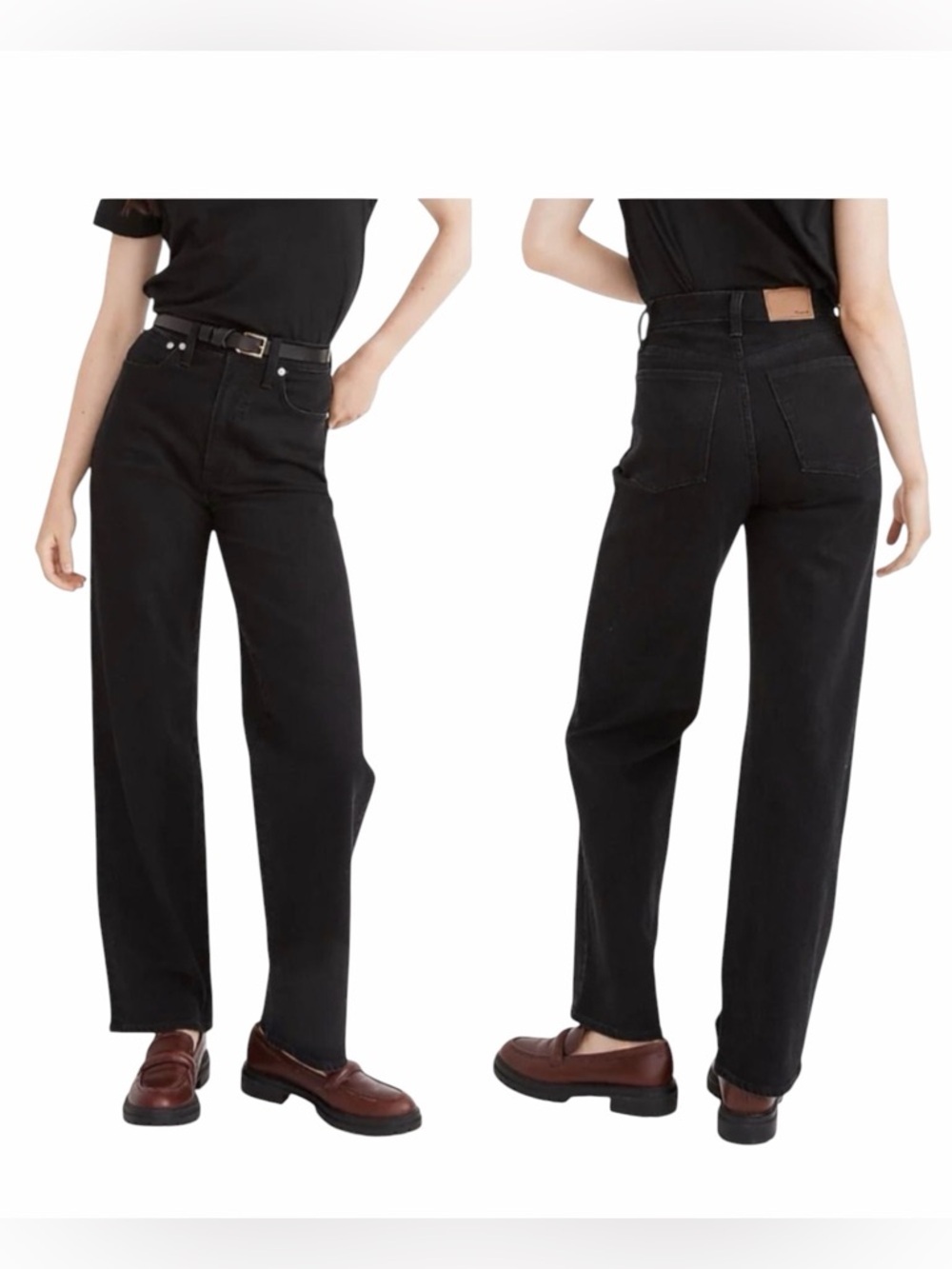 NWT Madewell The Petite Perfect Vintage Wide Leg Jeans Black Belmere Wash Sz 32P